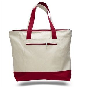 Heavy Canvas Fancy Zippered Reusable Tote Bags